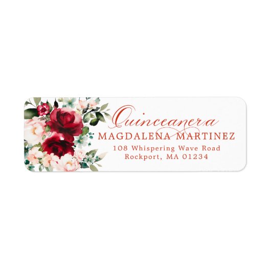 Quinceanera Floral Return Address Label (Vorne)