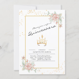 Quinceañera Floral Script 15. Geburtstag Einladung