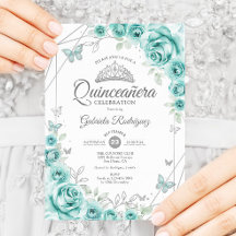 Quinceanera Floral Türkis Silver