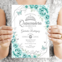 Quinceanera Floral Türkis Silver