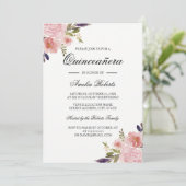 Quinceanera Floral Wasserfarbe Peonfarben Pink Lil Einladung (Stehend Vorderseite)