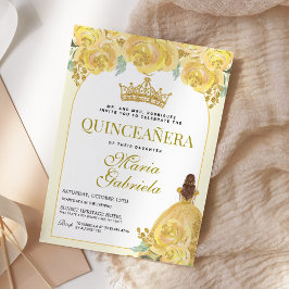 Quinceanera Floral Yellow Mis Quince Anos Einladung