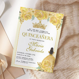 Quinceanera Floral Yellow Mis Quince Anos Einladung