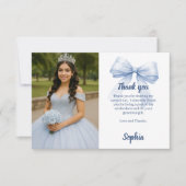 Quinceanera-Foto-Bogen-Blau-Schrift Dankeskarte (Vorderseite)