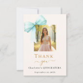Quinceanera-Foto-Bug aquamarine Creme Dankeskarte (Vorderseite)