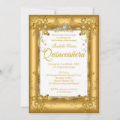Quinceanera Foto Gold Diamond Tiara Party Einladung (Vorderseite)