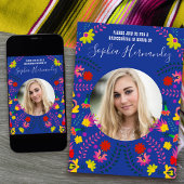 Quinceanera Foto Mexican Fiesta Party Blue Einladung