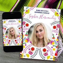 Quinceanera Foto Mexican Fiesta Party White Einladung