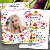 Quinceanera Foto Mexican Fiesta Party White Einladung