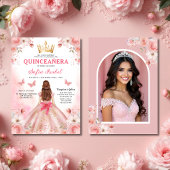 Quinceañera Foto Rosa Rosa Rosa Blütenblume Einladung