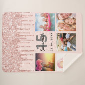 Quinceanera Foto Rose Gold Glitzer Erröten Sherpadecke (Vorderseite (Horizontal))