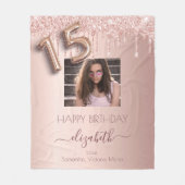 Quinceanera Foto Rose Gold Glitzer Rosa Freunde Fleecedecke (Vorderseite)