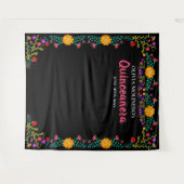 Quinceanera Foto Stand Hintergrund Mexiko-Blume Wandteppich (Vorderseite (Horizontal))