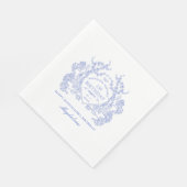 Quinceanera French Blue Floral Wappen Custom Serviette (Ecke)