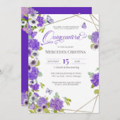 Quinceañera Frühjahrsgarten Blumenschmetterling Pa Einladung (Vorne/Hinten)