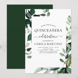 Quinceanera Frühling Botanische Grüne Einladung