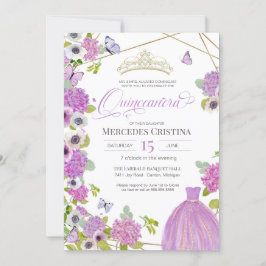 Quinceañera Frühlingsgarten Blumenschmetterling Ti Einladung