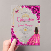 Quinceanera Fuchsia Pink Gold Dress Acryleinladungen (Insitu (Handheld))