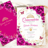 Quinceanera Fuchsia Pink Gold