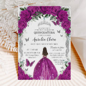 Quinceañera Fuchsia Rose Vintages Silber Einladung