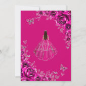 Quinceanera Fuchsienrosa Silber Blumen Save The Date (Rückseite)
