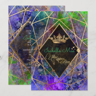 Quinceanera/Galaxie/Neon Lila/Prinzessin/Krone Einladung