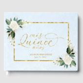 Quinceanera Gästebuch Dusty Blue Gold Fossil (Vorderseite)