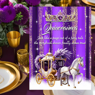 Quinceanera Geburtstag Lila Gold Silber Kutsche Einladung