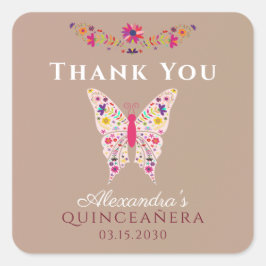 Quinceañera Geburtstag Vielen Dank Square Sticker