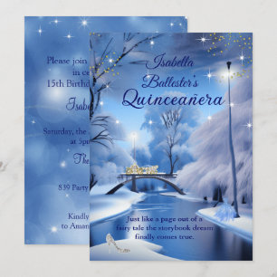 Quinceanera-Geburtstags-Blaues-Märchen-Kutschenkle Einladung