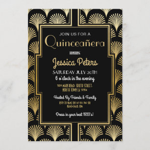 Quinceañera Geburtstags-Party Gatsby Einladung