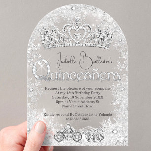 Quinceanera-Geburtstags-Tiara aus Silber mit Schne Acryleinladungen