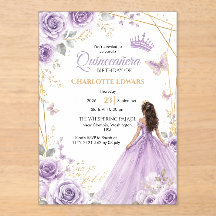 Quinceanera-Geburtstagseinladung, Lila Mis Quince