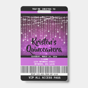 Quinceanera-Geburtstagseinladungen, Sweet 16 Einla Ausweis