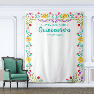 Quinceanera-Geburtstagsfeier Foto Hintergrund Flor Wandteppich