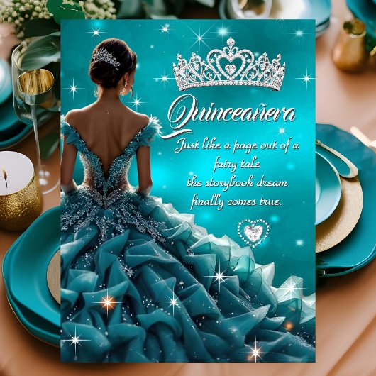 Quinceanera Geburtstagsparty Aquamarines Silberkle Einladung