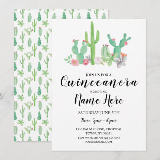 Quinceañera Geburtstagsparty Cactus Cacti Einladun Einladung
