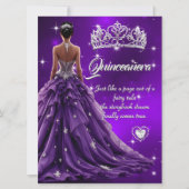 Quinceanera Geburtstagsparty Lila Kleid Tiara Einladung (Vorderseite)