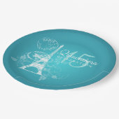 Quinceanera Geburtstagsparty Paris Türkisch Pappteller (Schrägansicht)