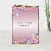 Quinceanera Geburtstagsparty Pink und Blume Einladung (Rückseite)