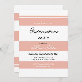 Quinceanera Geburtstagsparty Stripe Coral Einladun Einladung