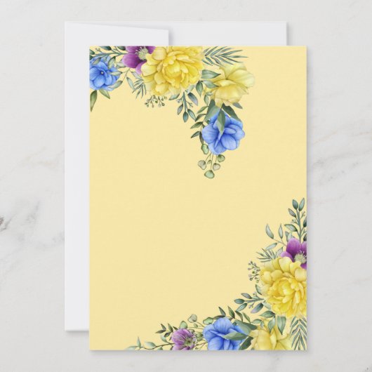 Quinceañera Gelbes Kleid helle Blume Einladung (Rückseite)