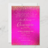 Quinceañera, geschrieben im Star, Hot PInk Einladung (Vorderseite)