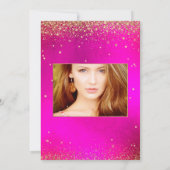 Quinceañera, geschrieben im Star, Hot PInk Einladung (Rückseite)