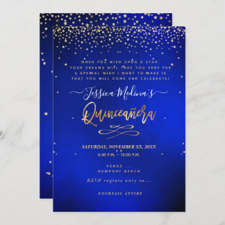 Quinceañera, geschrieben im Stern, Blue Velvet Einladung