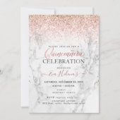 Quinceañera, geschrieben im Stern, Marmor+Rose Gol Einladung (Vorderseite)