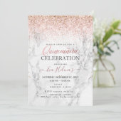 Quinceañera, geschrieben im Stern, Marmor+Rose Gol Einladung (Stehend Vorderseite)