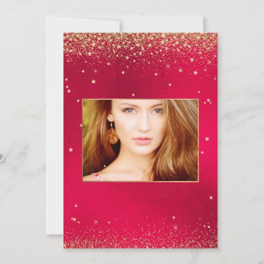 Quinceañera, geschrieben in den Stern, Red Velvet Einladung (Rückseite)