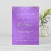 Quinceañera , geschrieben in den Sternen, DIY Lila Einladung (Stehend Vorderseite)
