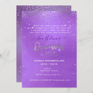 Quinceañera , geschrieben in den Sternen, DIY Lila Einladung